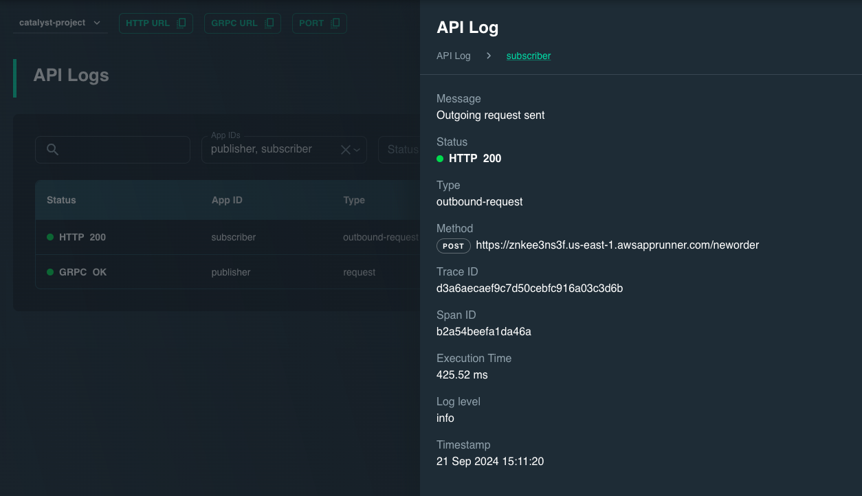 subscriber api logs