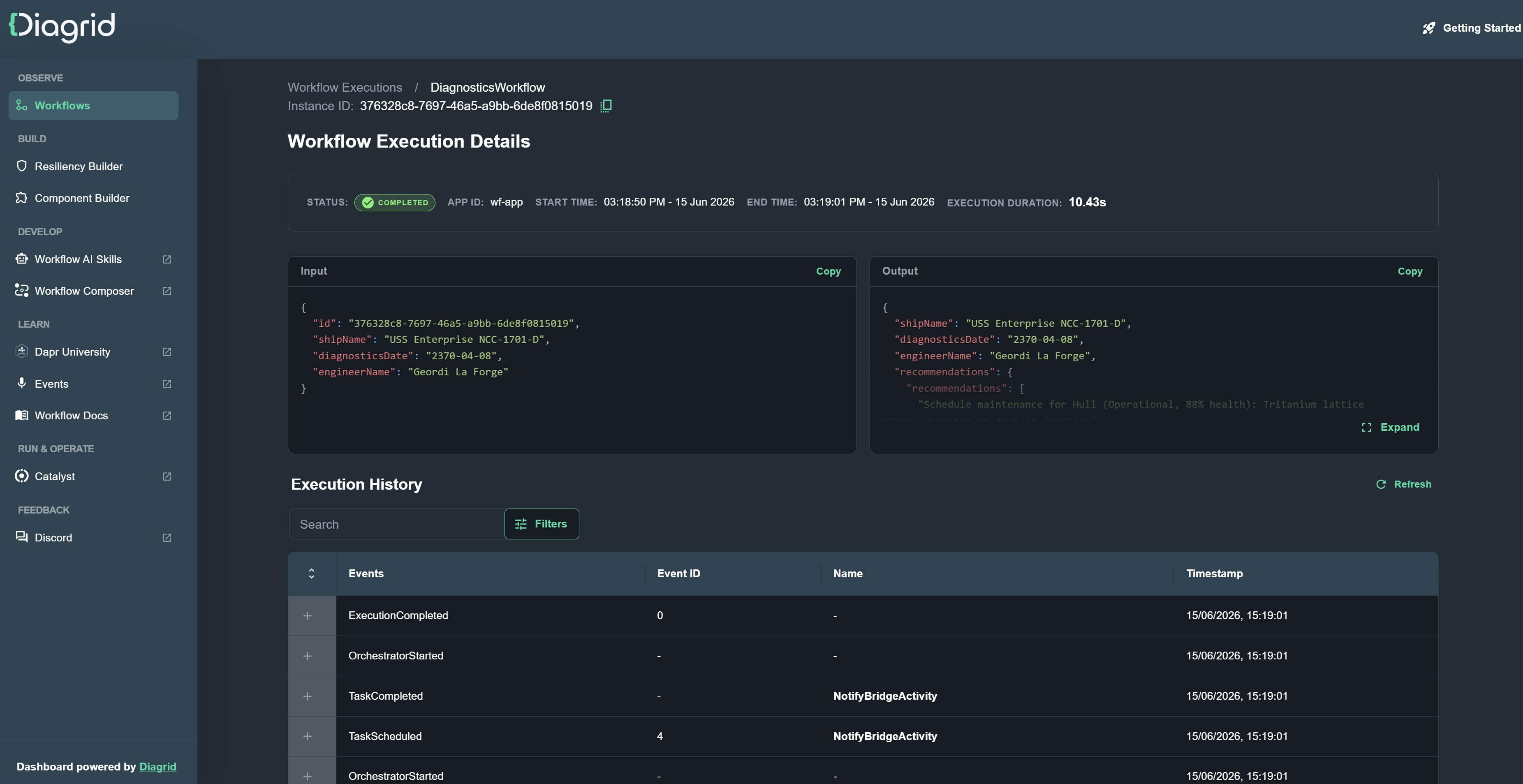 diagrid dashboard