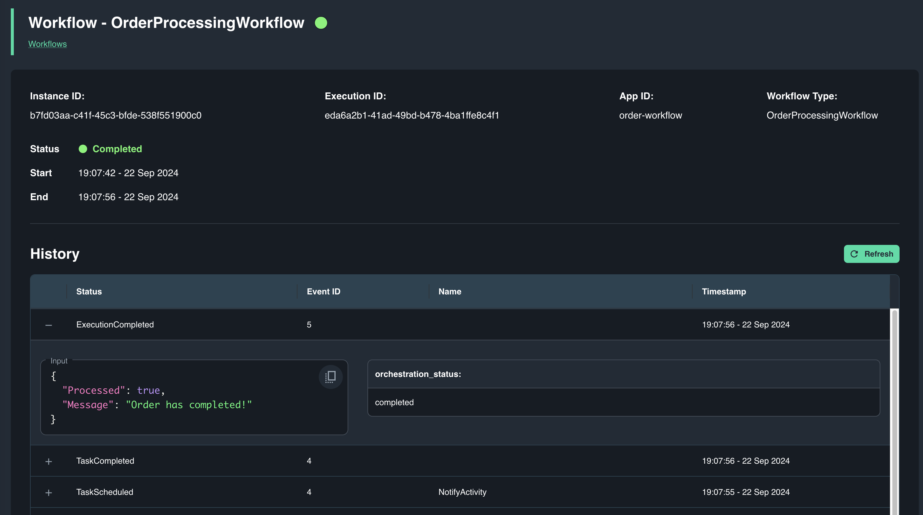 workflow output